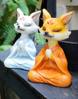 Meditasyon Yapan Tilki Figürü – Bahçe Reçine Dekor, İç ve Dış Mekan