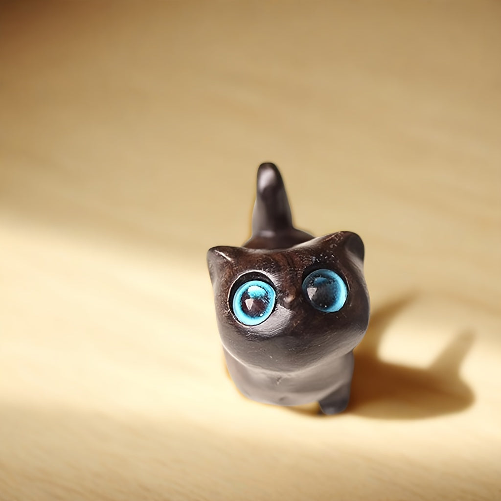 Ahşap El Yapımı Kedi Figürü – Dekoratif & Hediye