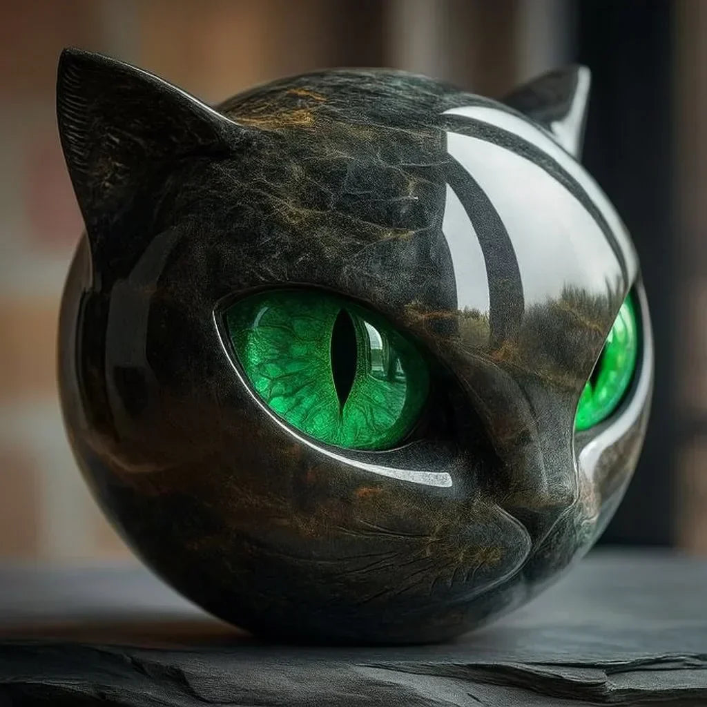 ZyxCharm - Mistik Siyah Kedi Başı Heykeli