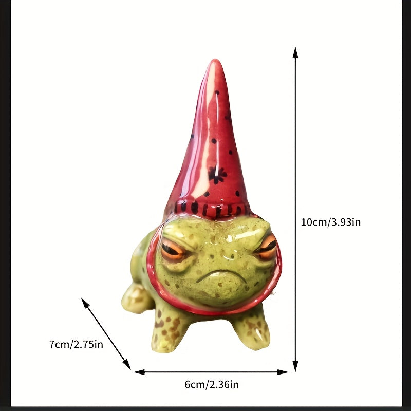 Adet Şirin Şapkalı Kurbağa Figürü – Mini Bahçe Dekoru
